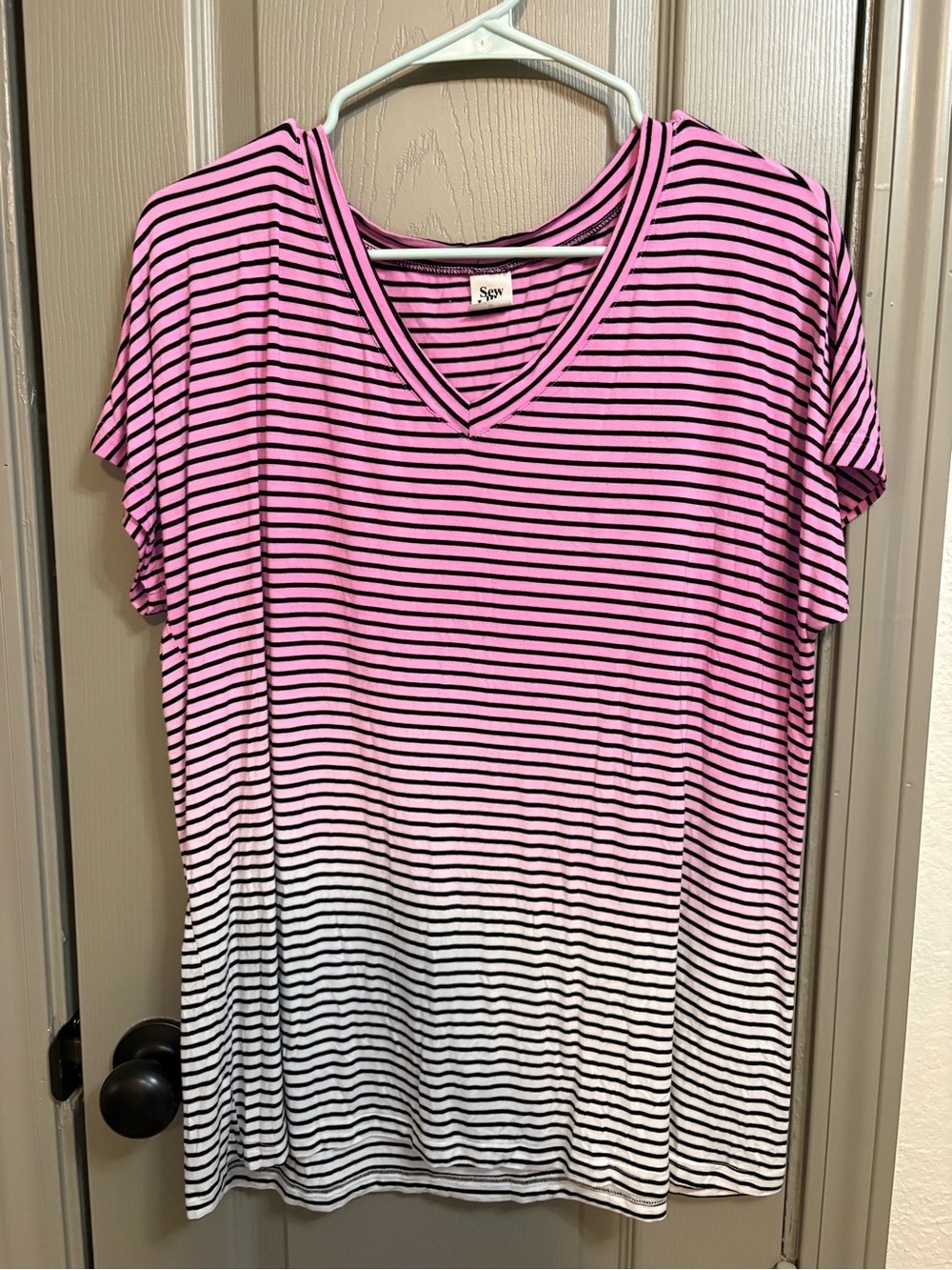 Sew In Love Pink and White Ombre Stripe V-Neck Tunic